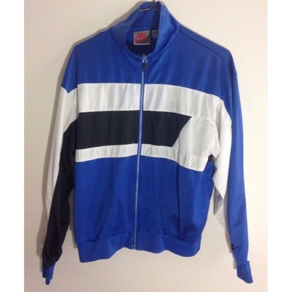 Vintage 90s Nike‎ Track Jacket Windbreaker Colorblock Blue 1990s Men Size Large